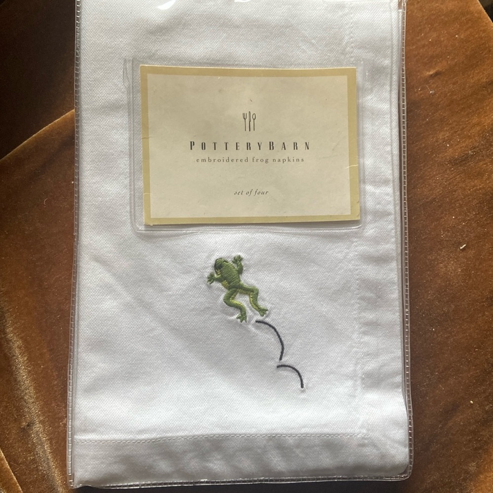 NOS Pottery Barn Frog Napkins - Set of 4